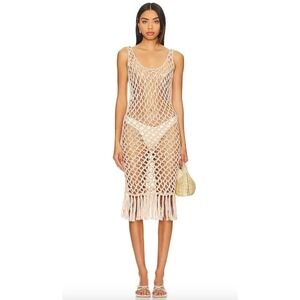 Tularosa Coral Crotchet Midi Dress in Orange Swim Cover Up Size Small